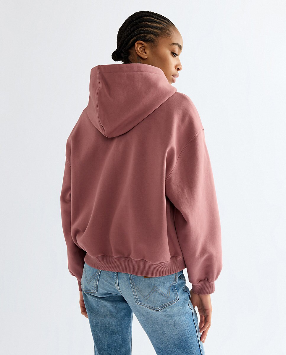 Sudadera de mujer con cremallera y corte holgado - Wrangler - Rosa Rosa-3