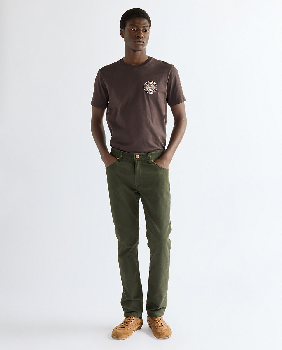 Pantalon larston de hombre de corte slim tapered en - Wrangler - Verde Verde-2
