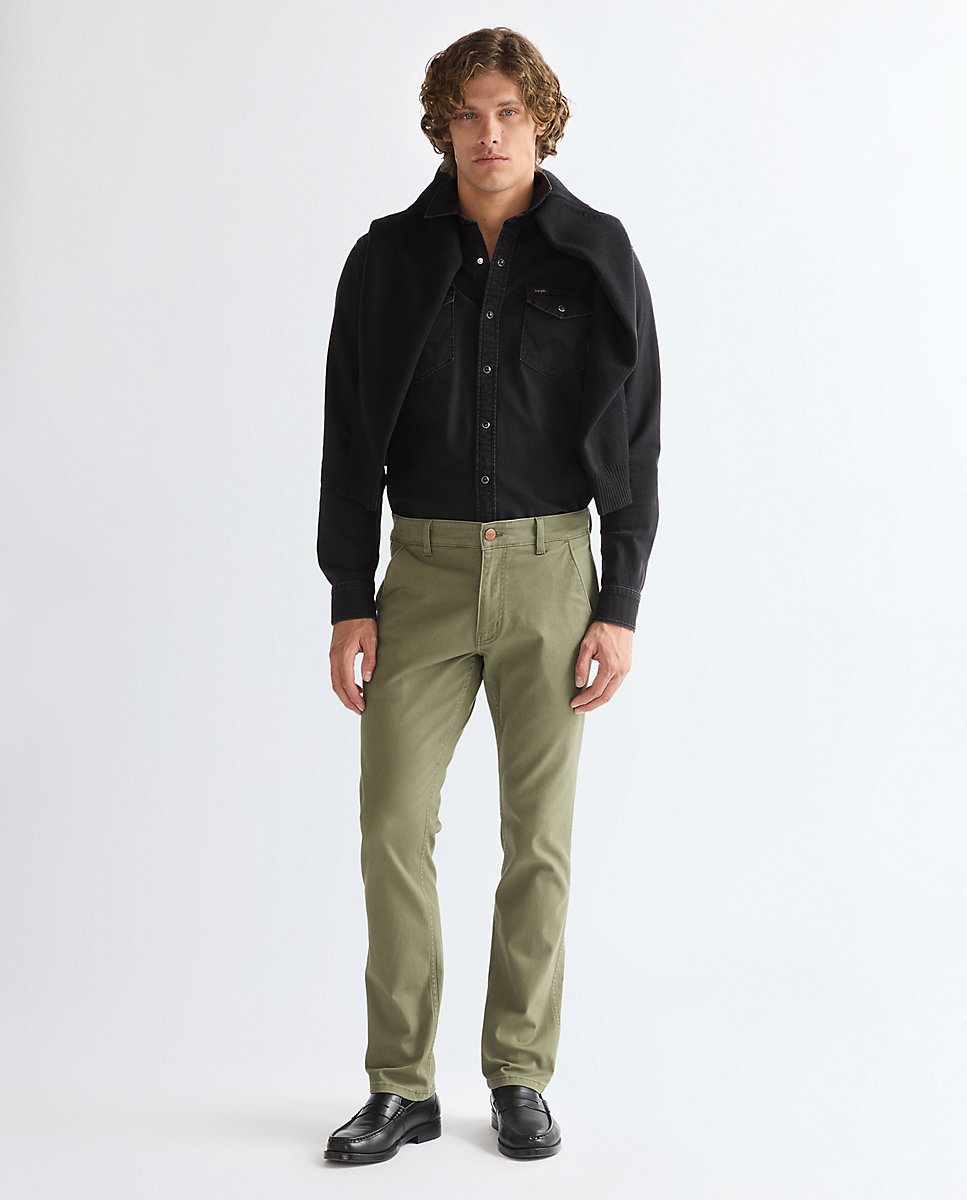 Chinos de hombre de corte regular recto - Wrangler - Verde Verde-2