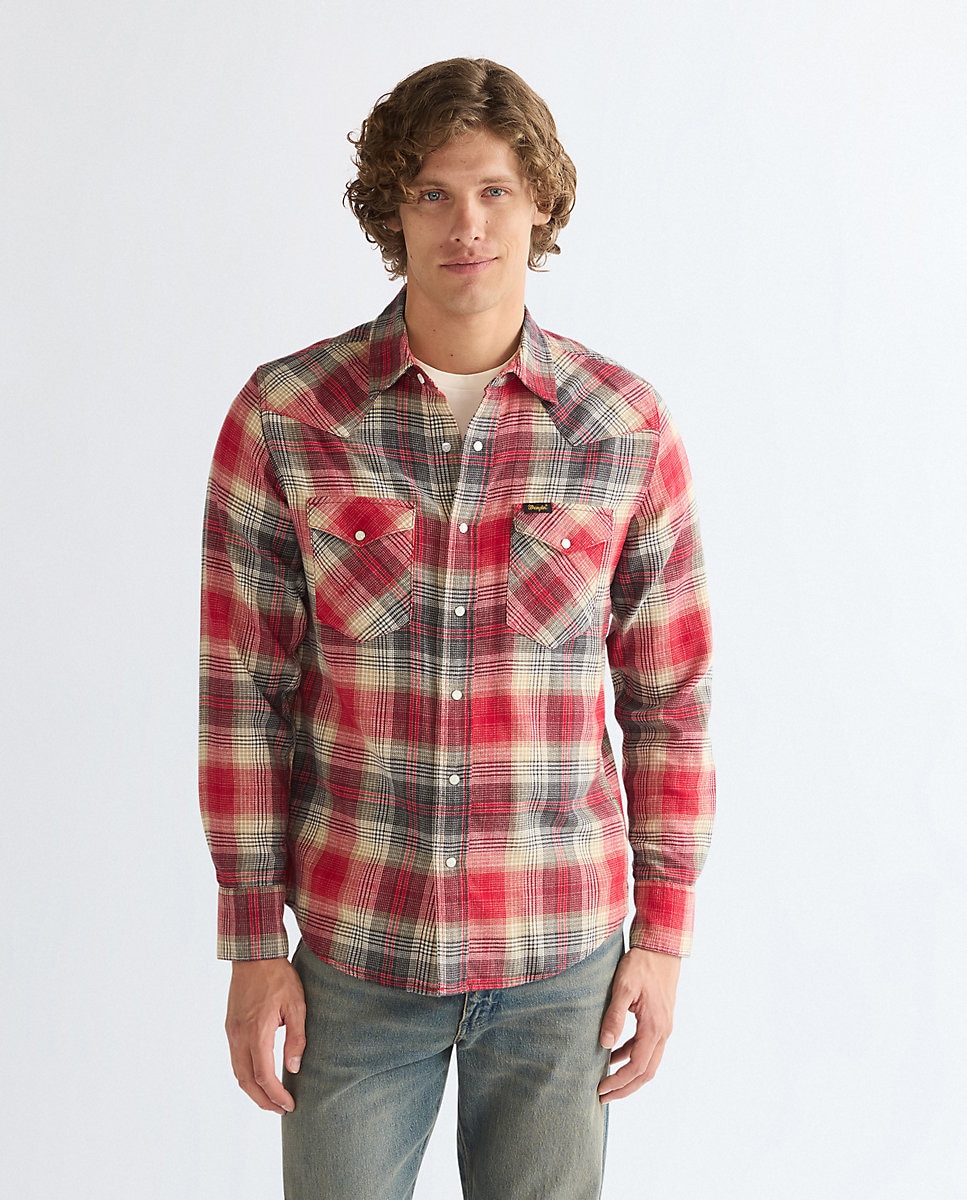 Imagen 0 de Camisa de hombre de manga larga de cuadros Rojo