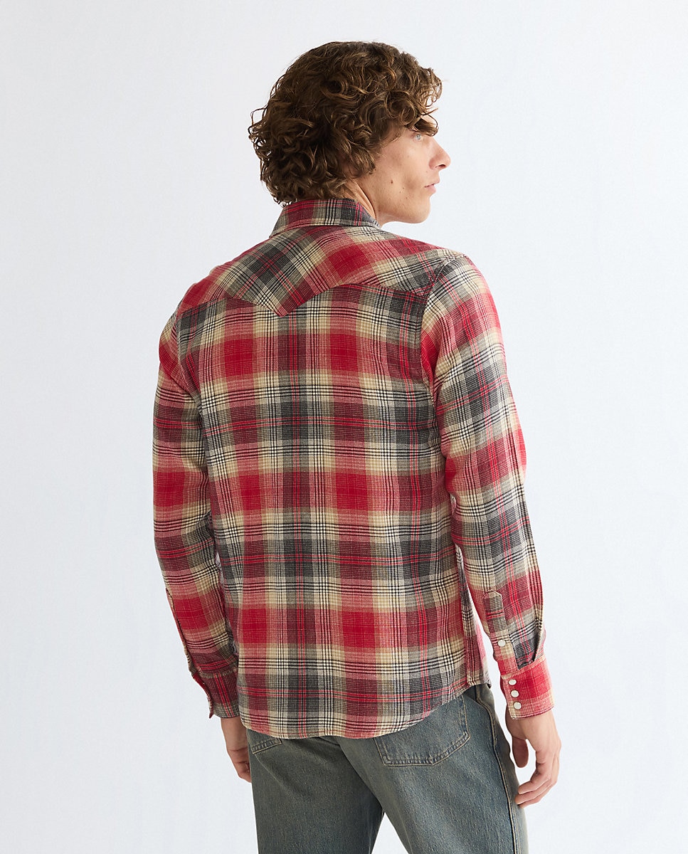 Camisa de hombre de manga larga de cuadros - Wrangler - Rojo Rojo-3