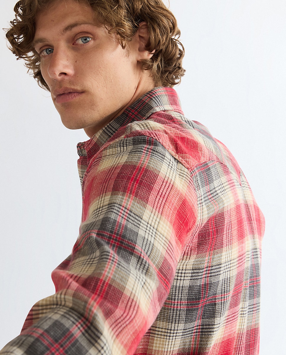 Camisa de hombre de manga larga de cuadros - Wrangler - Rojo Rojo-4