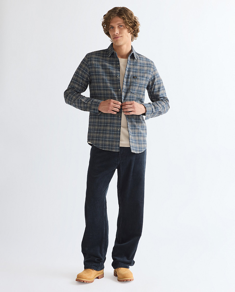 Pantalones rectos sueltos de pana de hombre de corte relaxed en - Wrangler - Azul Azul-2