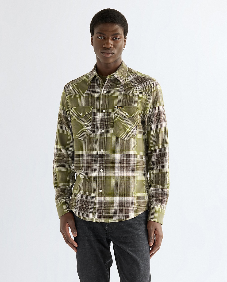 Imagen 0 de Camisa de hombre de manga larga de cuadros Verde