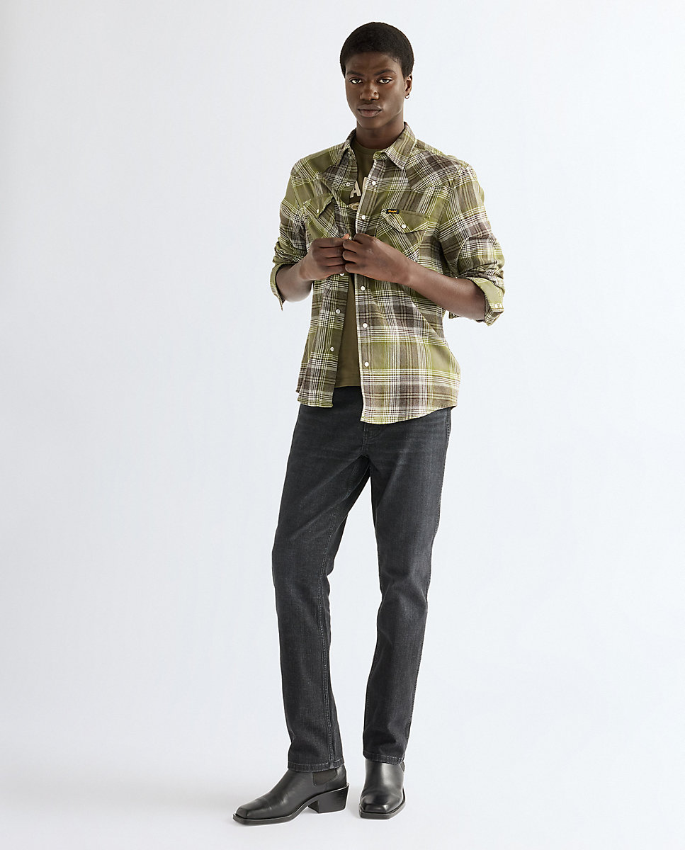 Camisa de hombre de manga larga de cuadros - Wrangler - Verde Verde-2