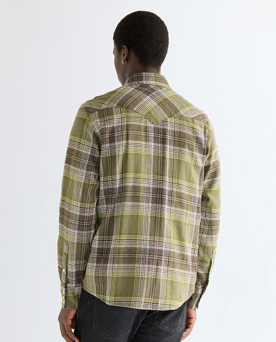 Camisa de hombre de manga larga de cuadros - Wrangler - Verde Verde-3