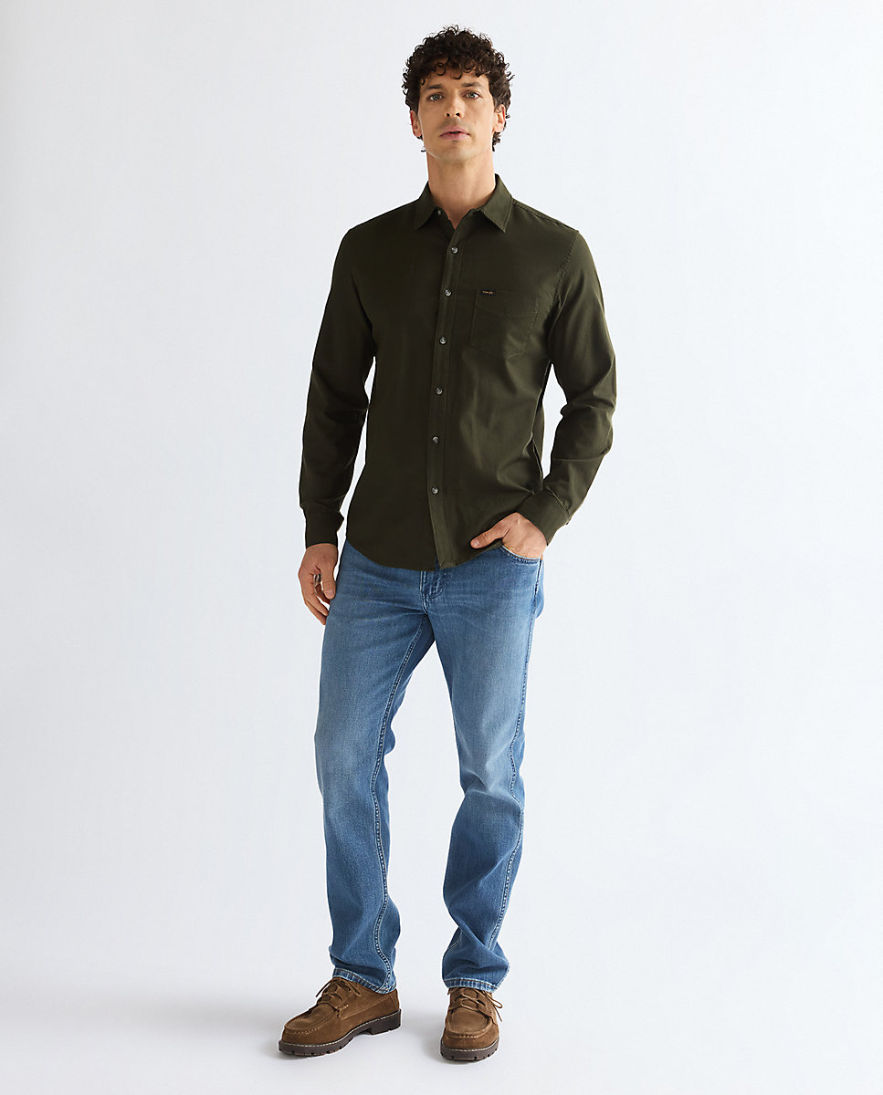 Camisa de hombre un bolsillo de corte regular - Wrangler - Verde Verde-2