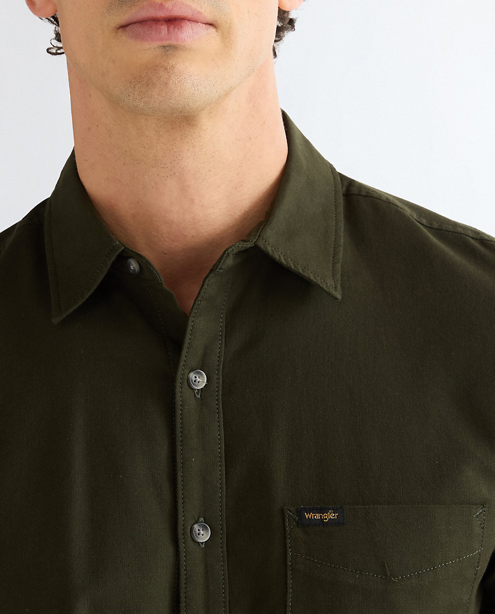 Camisa de hombre un bolsillo de corte regular - Wrangler - Verde Verde-4