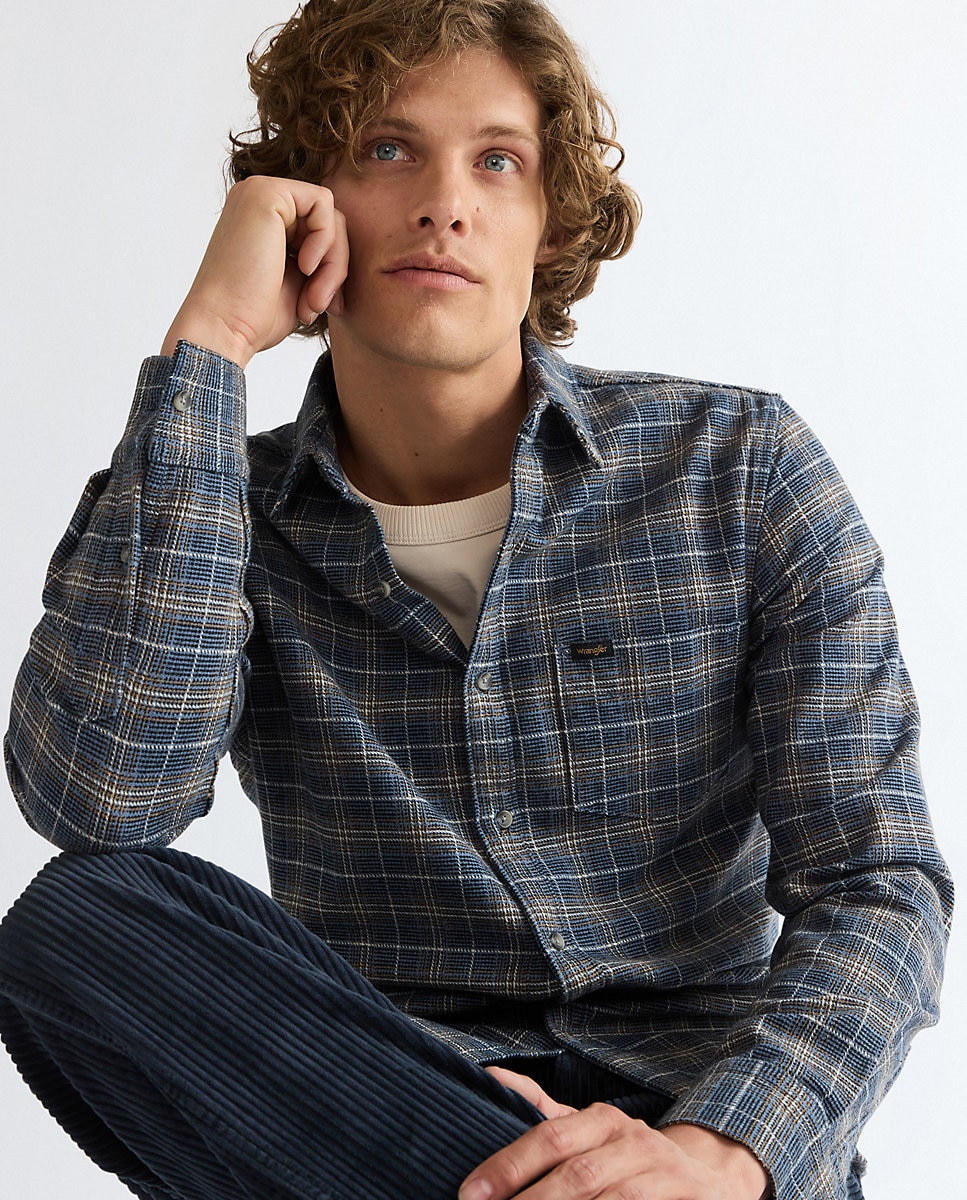 Camisa de hombre un bolsillo de corte regular - Wrangler - Azul Azul-4