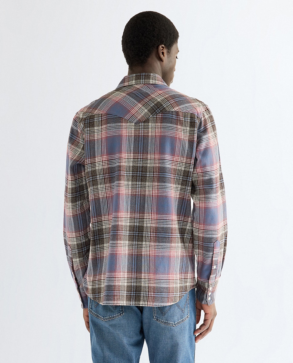 Camisa de hombre de manga larga de cuadros - Wrangler - Marrón Marrón-3