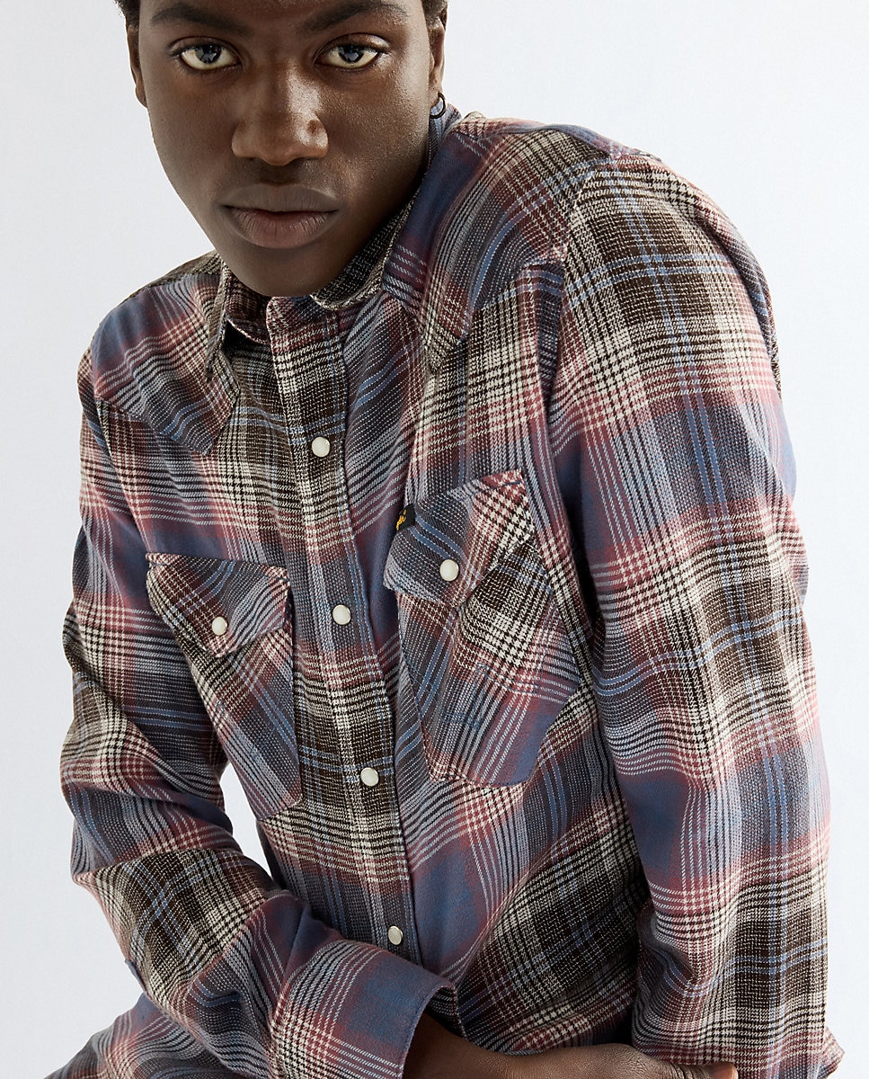 Camisa de hombre de manga larga de cuadros - Wrangler - Marrón Marrón-4