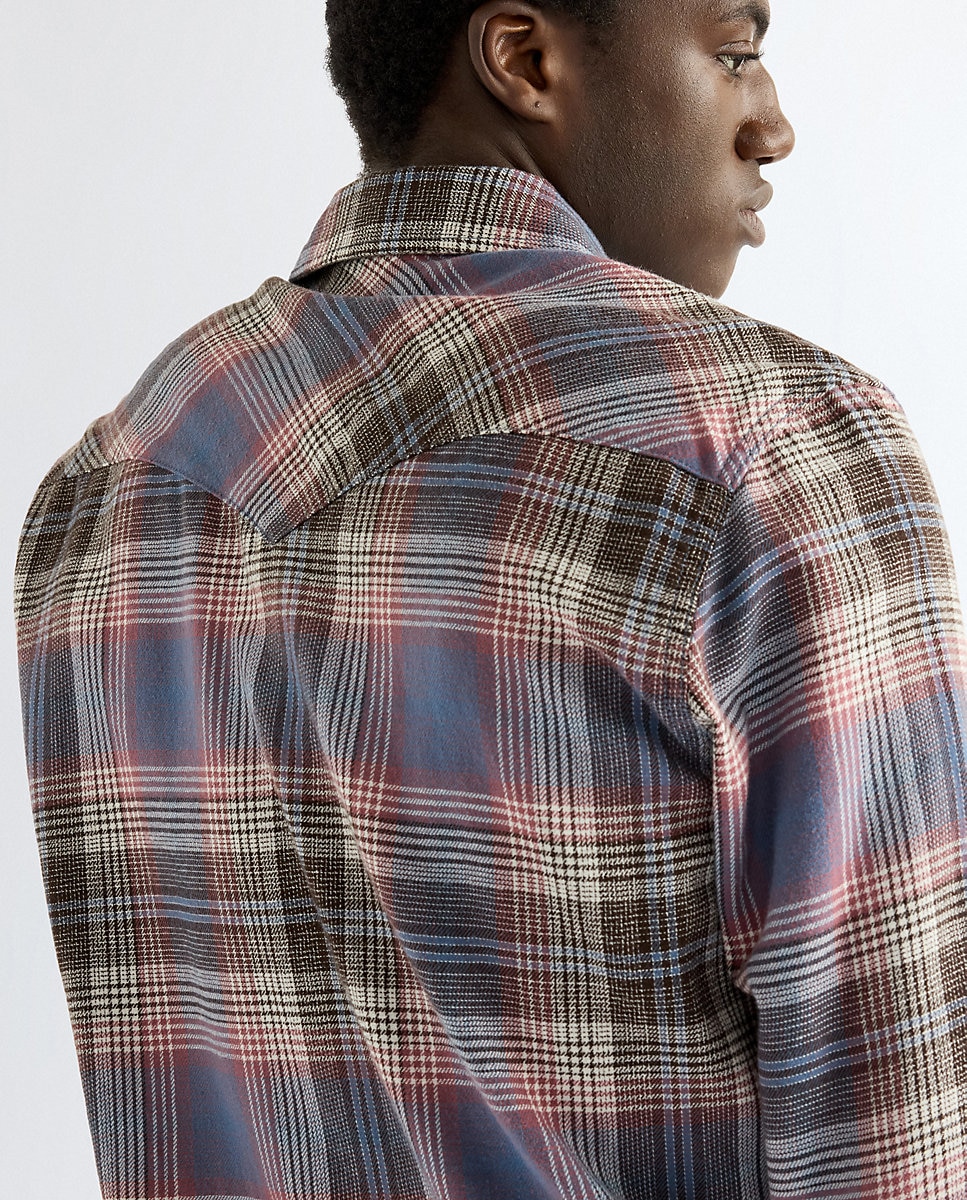 Camisa de hombre de manga larga de cuadros - Wrangler - Marrón Marrón-5
