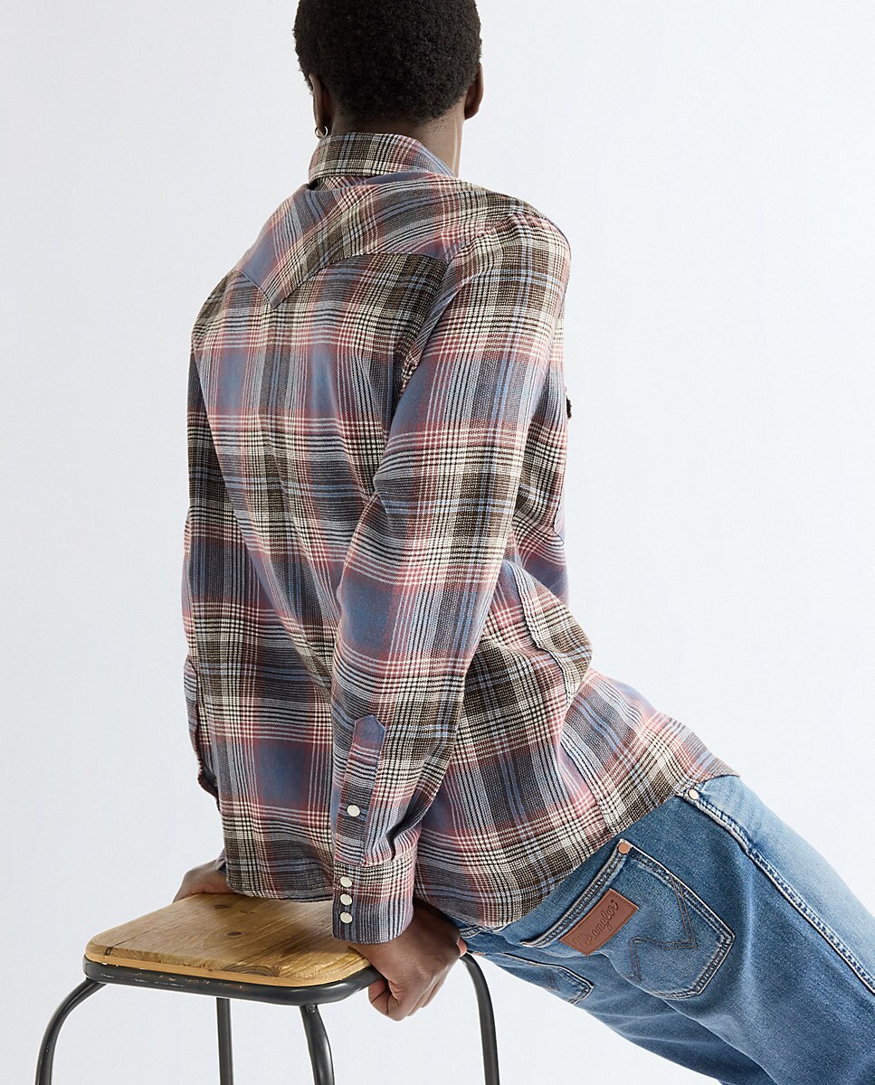 Camisa de hombre de manga larga de cuadros - Wrangler - Marrón Marrón-6