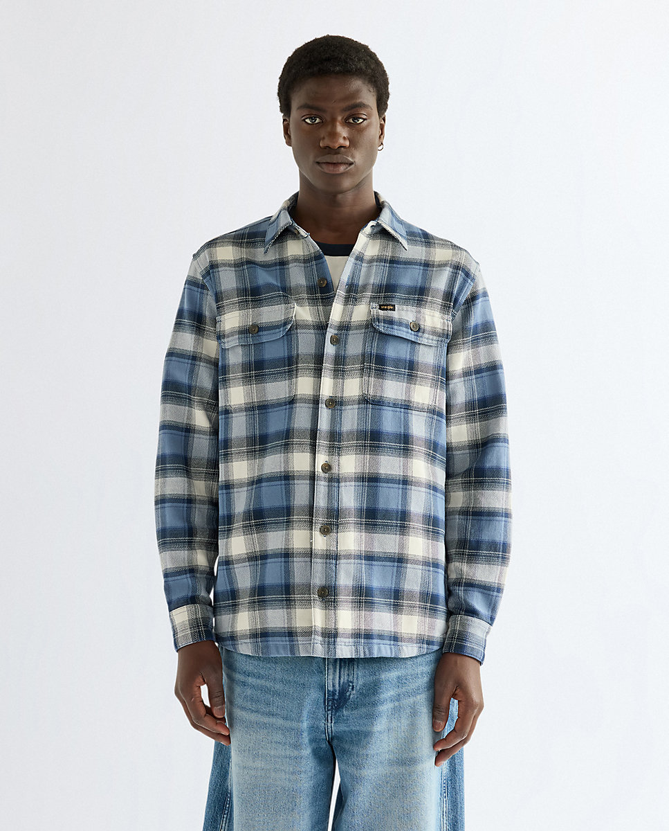 Camisa de quadros de hombre de manga larga de corte regular - Wrangler - Azul Azul-1