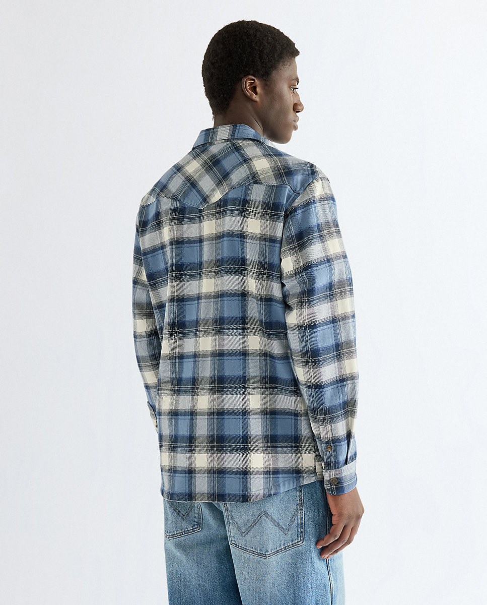Camisa de quadros de hombre de manga larga de corte regular - Wrangler - Azul Azul-3