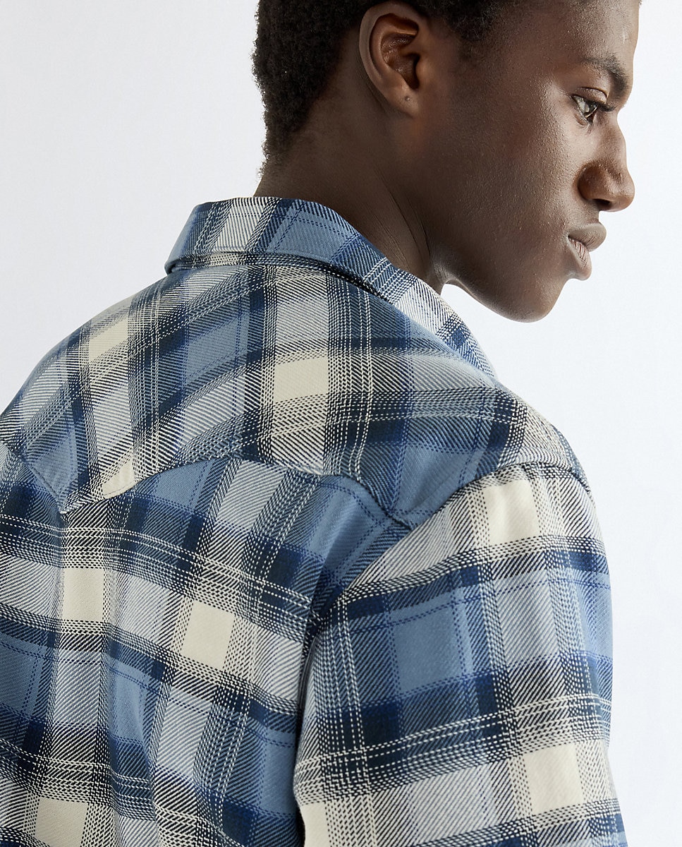 Camisa de quadros de hombre de manga larga de corte regular - Wrangler - Azul Azul-5