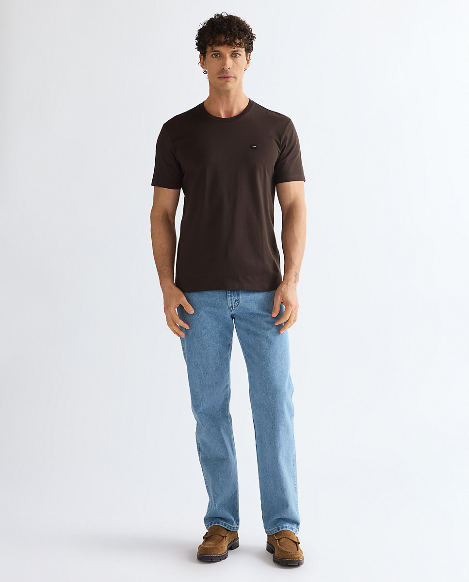 Camiseta de hombre de manga corta y corte regular - Wrangler - Marrón Marrón-2