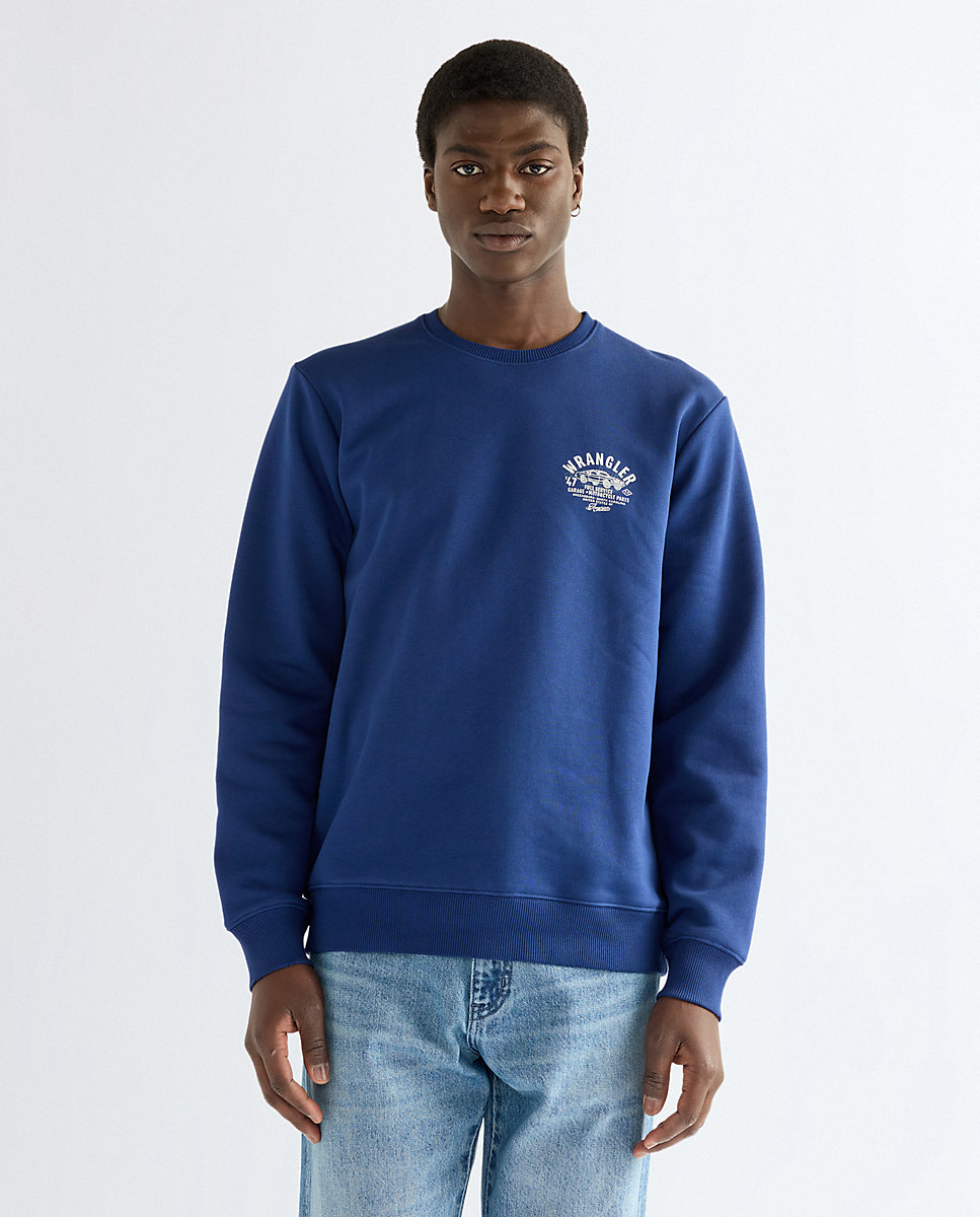 Imagen 0 de Sudadera con cuello redondo de hombre en azul de corte relaxed Azul