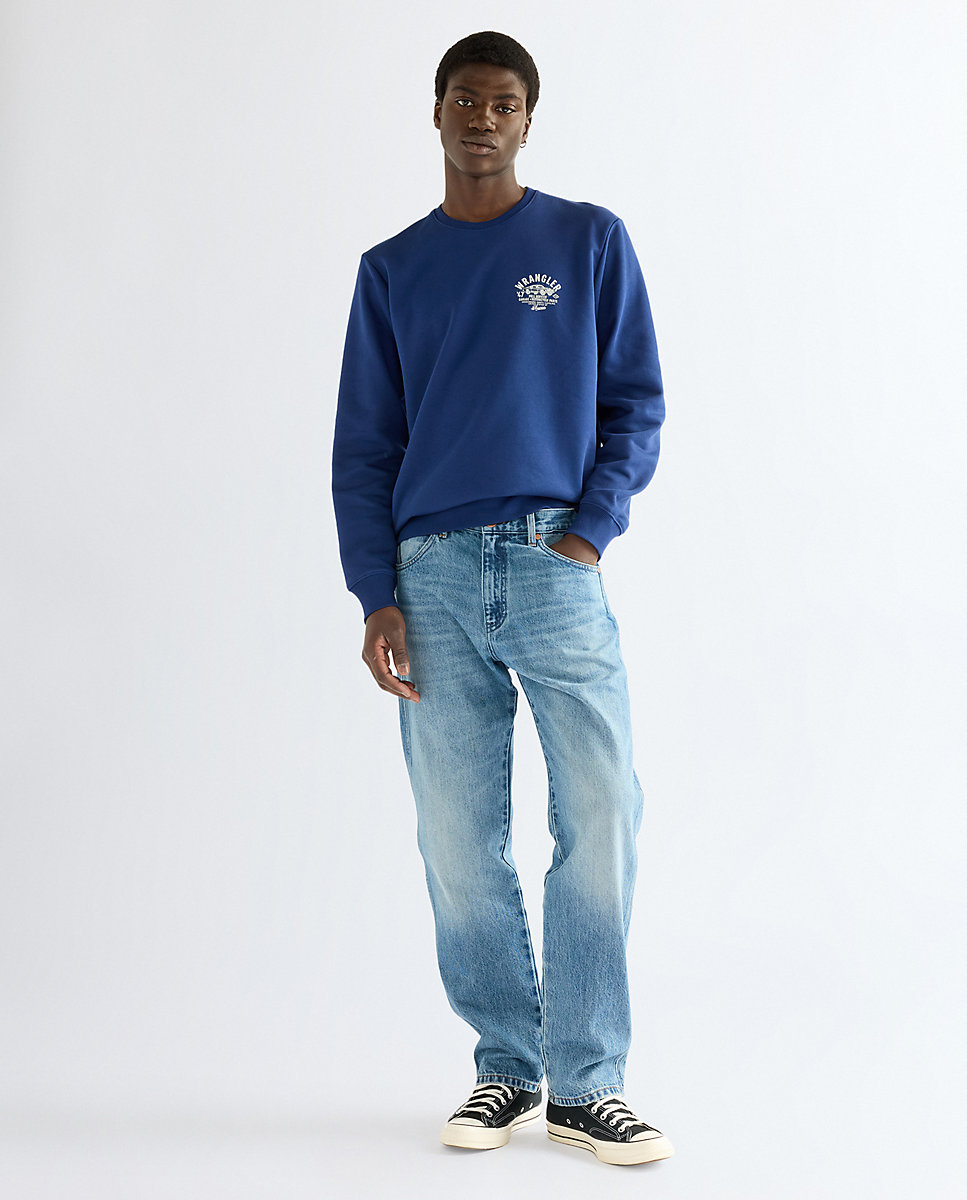 Sudadera con cuello redondo de hombre en de corte relaxed - Wrangler - Azul Azul-3