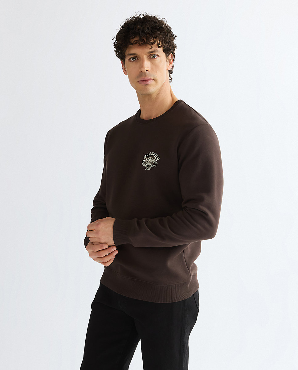 Imagen 0 de Sudadera con cuello redondo de hombre en marrón de corte relaxed Marrón