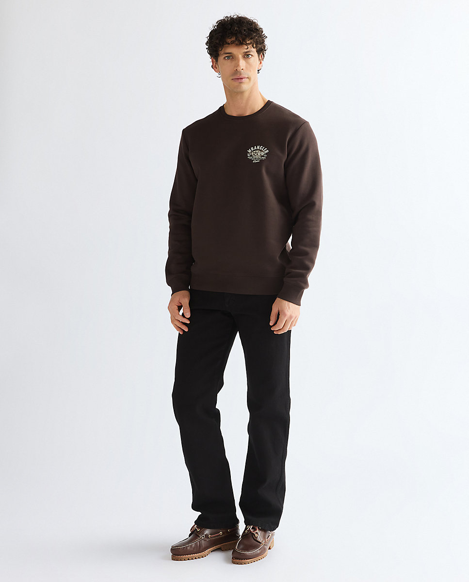 Sudadera con cuello redondo de hombre en de corte relaxed - Wrangler - Marrón Marrón-2