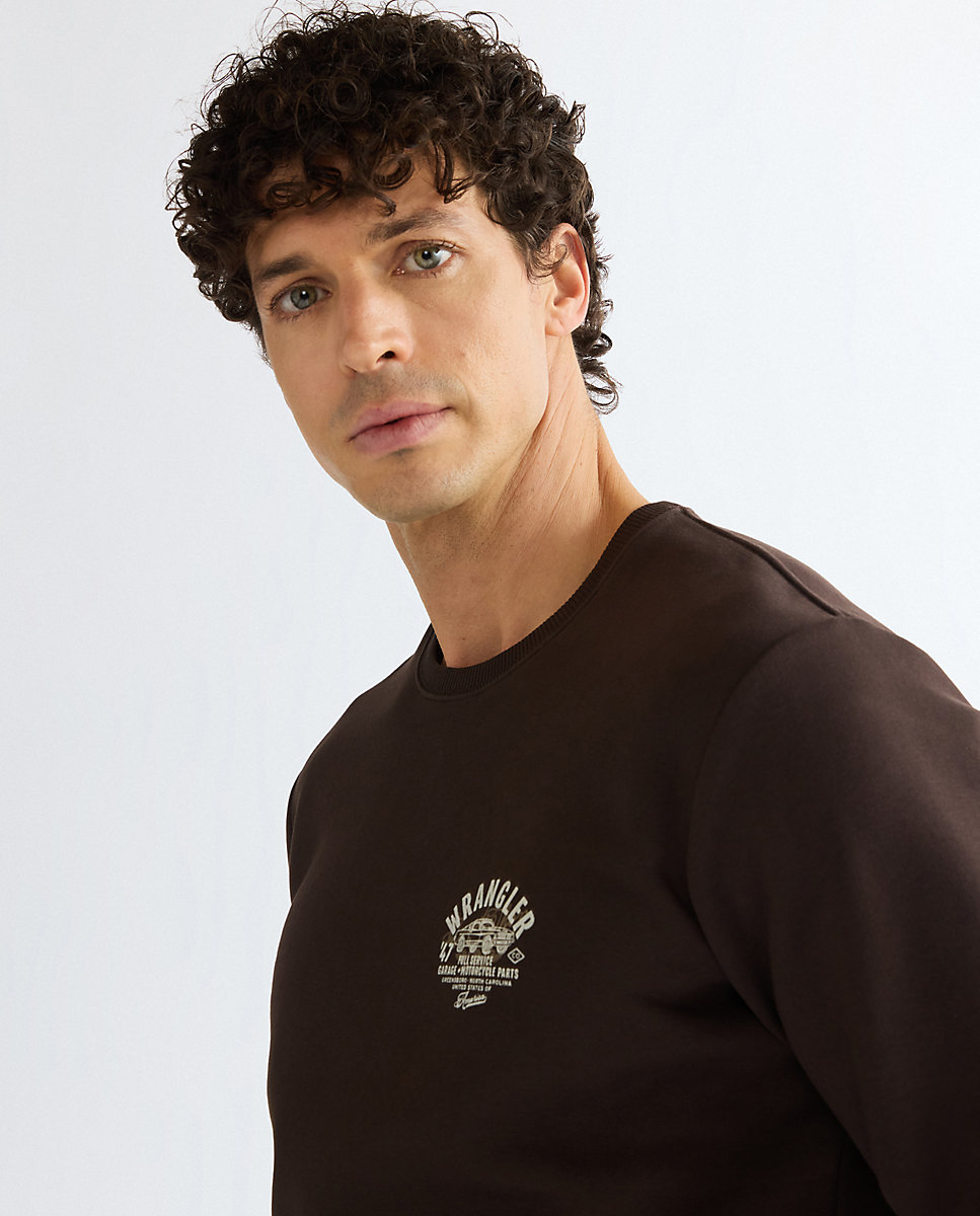 Sudadera con cuello redondo de hombre en de corte relaxed - Wrangler - Marrón Marrón-4
