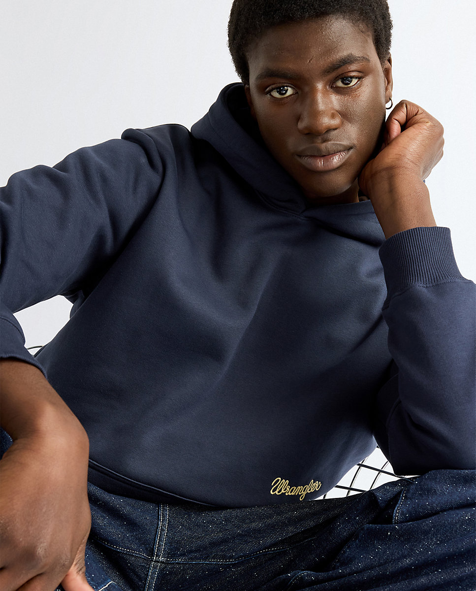 Sudadera de hombre con capucha sin cepillar - Wrangler - Azul Azul-4