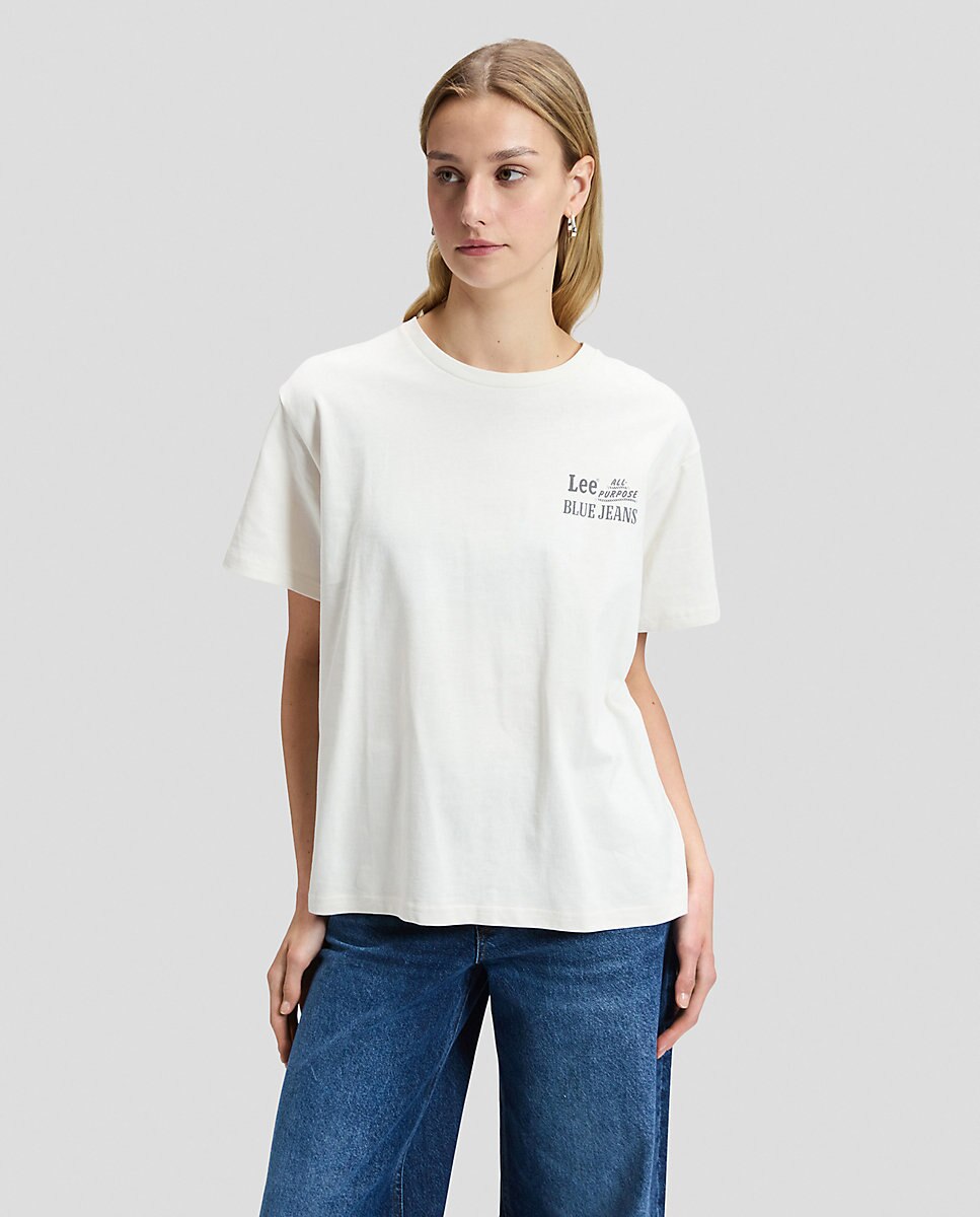 Camiseta de mujer de manga corta y corte relaxed ancho - Lee - Blanco Blanco-1