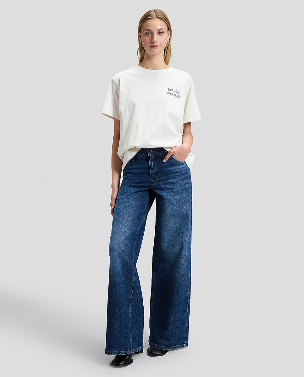 Camiseta de mujer de manga corta y corte relaxed ancho - Lee - Blanco Blanco-2