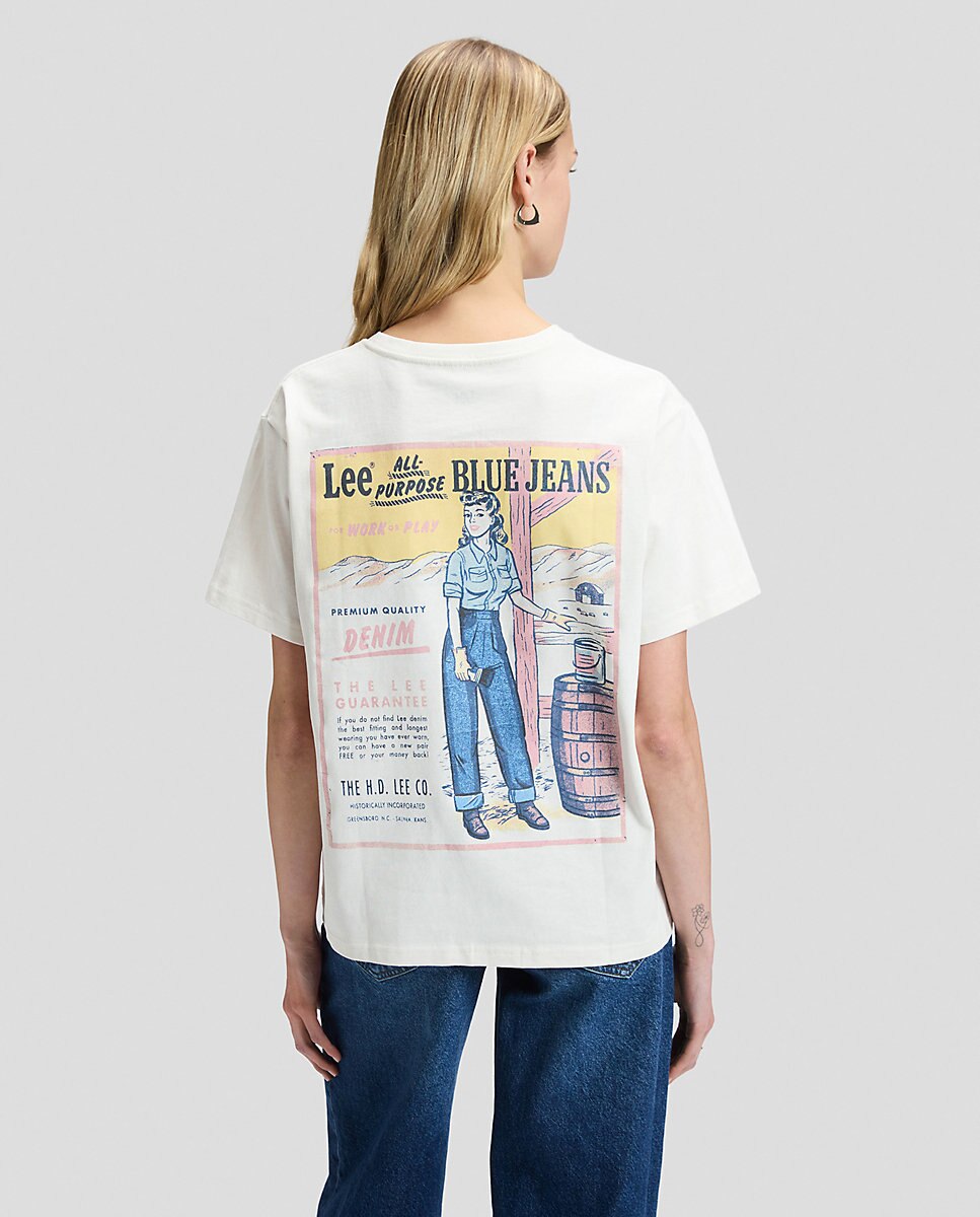 Camiseta de mujer de manga corta y corte relaxed ancho - Lee - Blanco Blanco-3