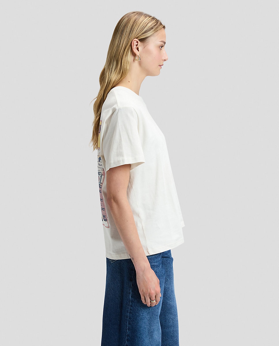 Camiseta de mujer de manga corta y corte relaxed ancho - Lee - Blanco Blanco-4