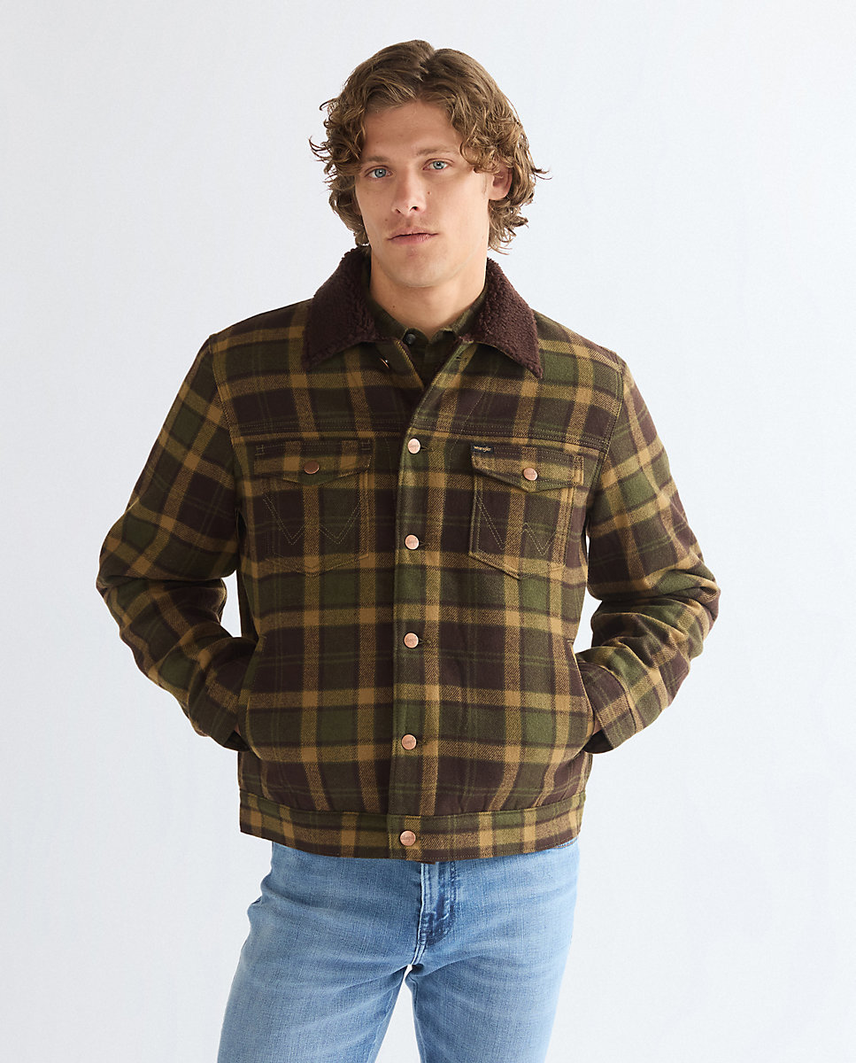 Imagen 0 de Chaqueta de lana de hombre de quadros con botones en verde Verde