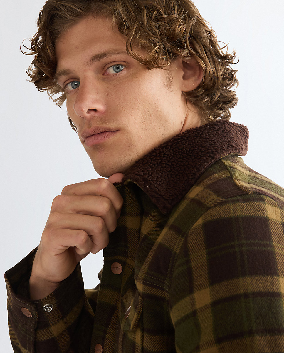 Chaqueta de lana de hombre de quadros con botones en - Wrangler - Verde Verde-4