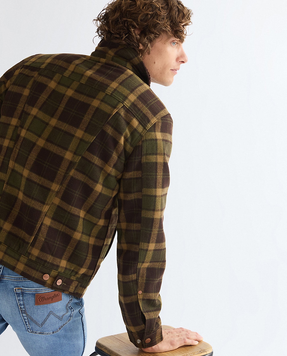 Chaqueta de lana de hombre de quadros con botones en - Wrangler - Verde Verde-5