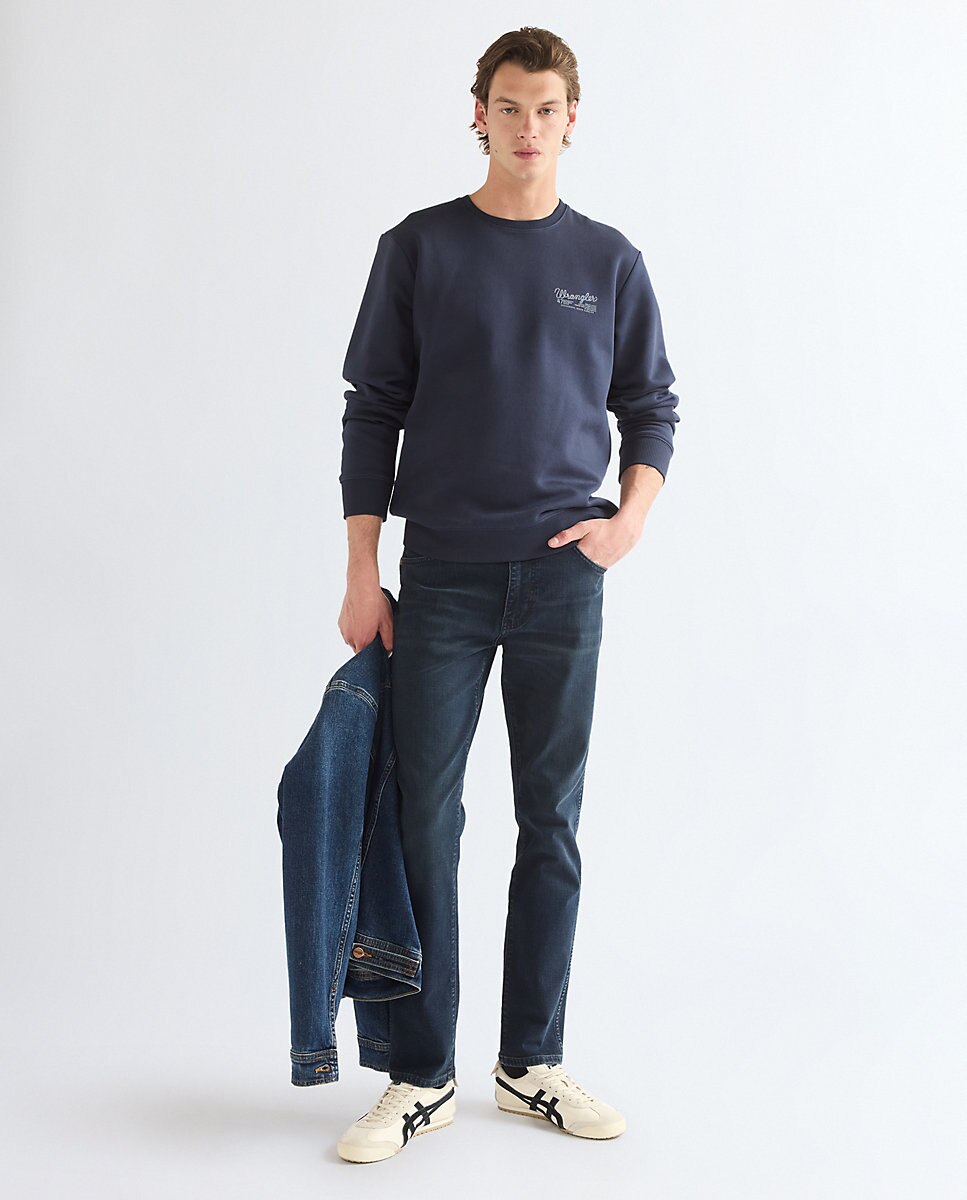 Sudadera con cuello redondo de hombre en de corte relaxed - Wrangler - Azul Azul-2