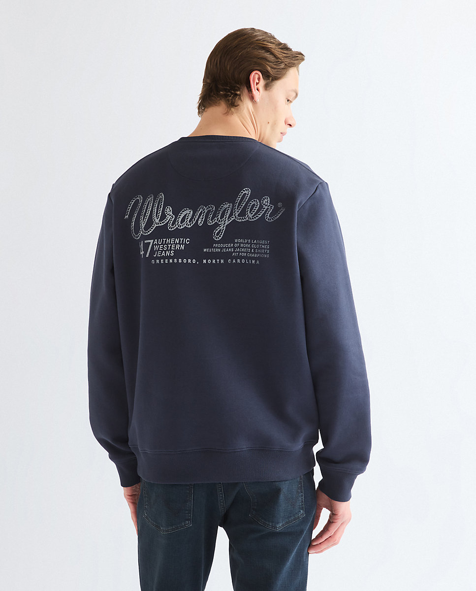 Sudadera con cuello redondo de hombre en de corte relaxed - Wrangler - Azul Azul-3