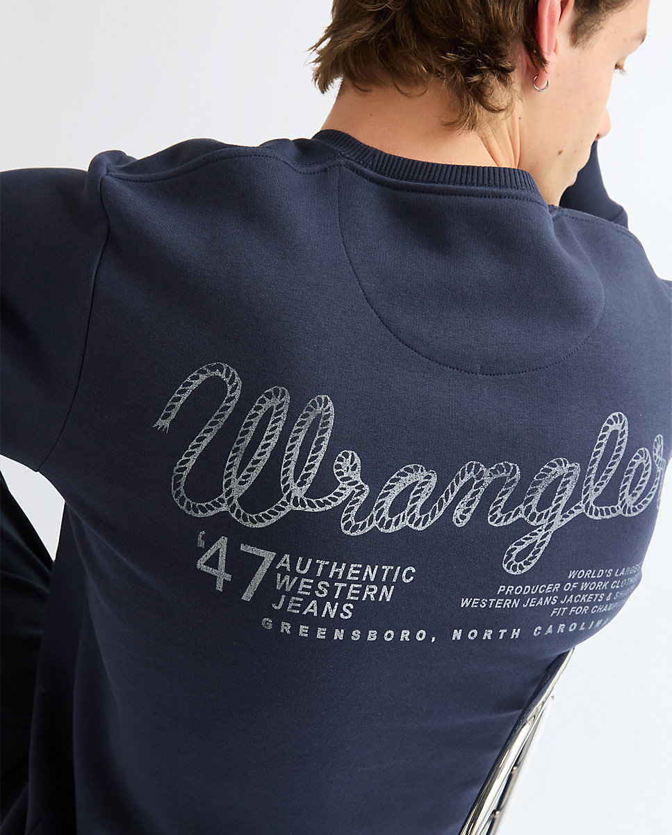 Sudadera con cuello redondo de hombre en de corte relaxed - Wrangler - Azul Azul-4