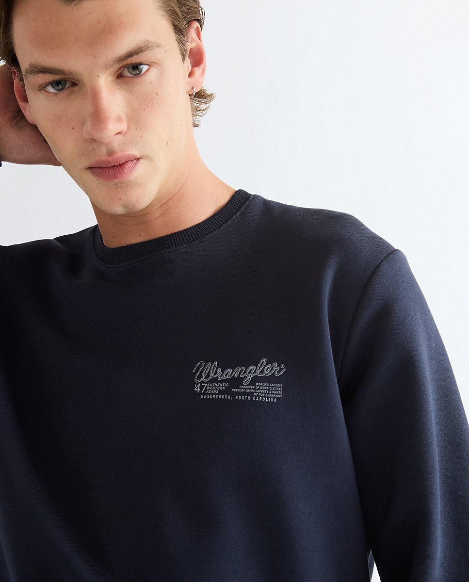 Sudadera con cuello redondo de hombre en de corte relaxed - Wrangler - Azul Azul-5