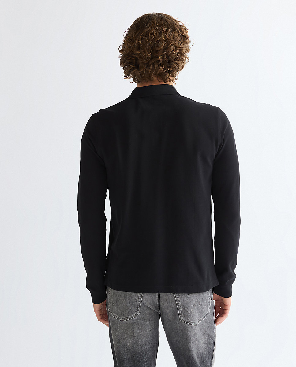 Polo de hombre de manga larga en piqué - Wrangler - Negro Negro-3