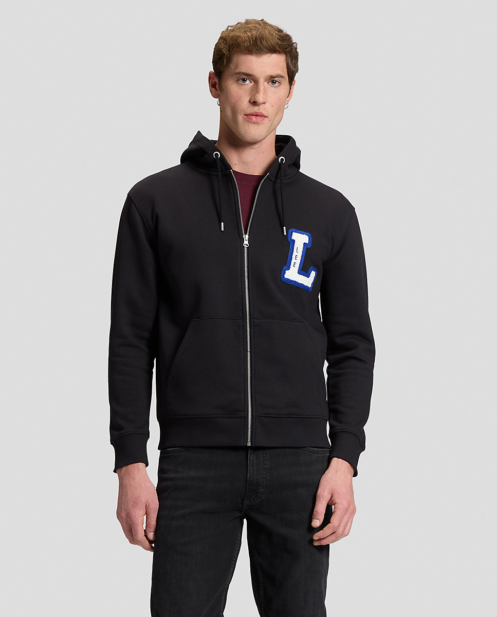 Imagen 0 de Sudadera con capucha y cremallera de hombre en negro de corte regular Negro
