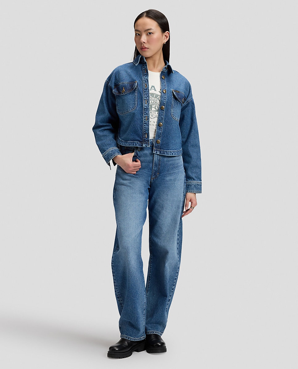 Camisa vaquera de mujer con bolsillos con solapa y botón en el pecho de corte holgado - Lee - Azul Azul-2
