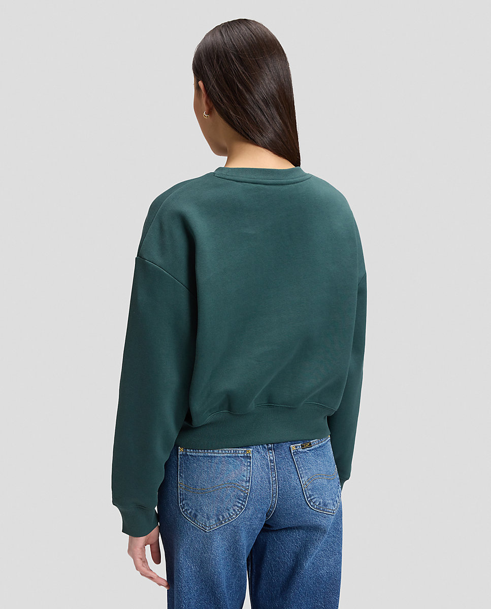 Sudadera de mujer de cuello redondo de corte relaxed - Lee - Verde Verde-3