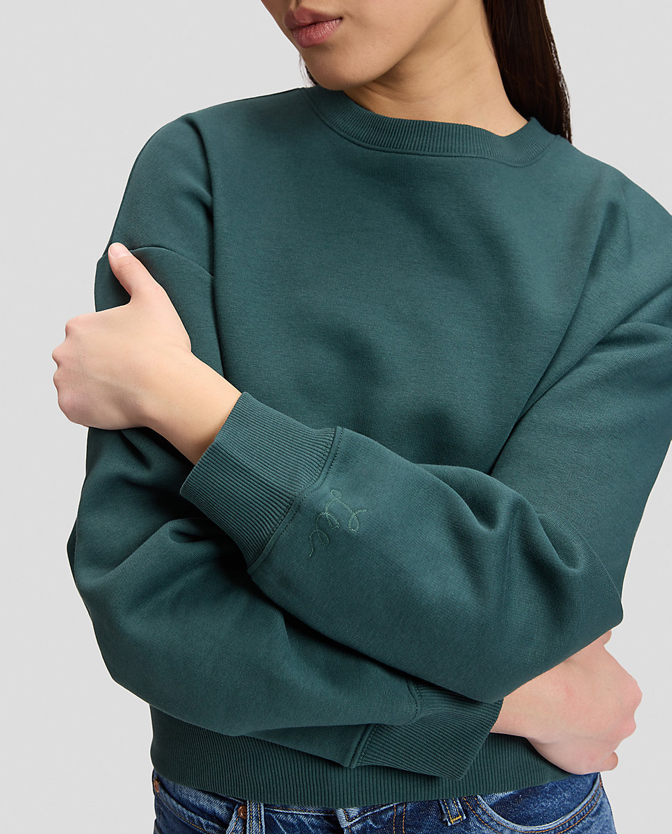 Sudadera de mujer de cuello redondo de corte relaxed - Lee - Verde Verde-5