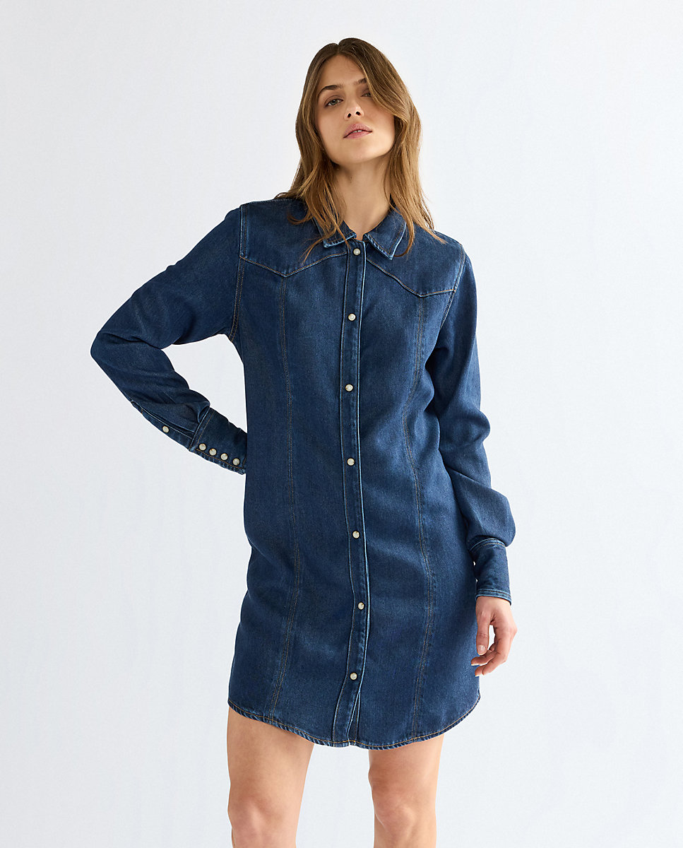 Imagen 0 de Vestido vaquero de manga larga Azul