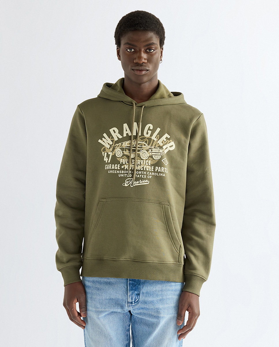 Imagen 0 de Sudadera con capucha de hombre en verde de corte regular Verde