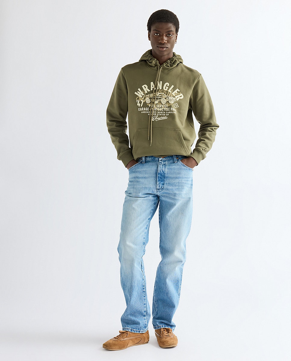 Sudadera con capucha de hombre en de corte regular - Wrangler - Verde Verde-2