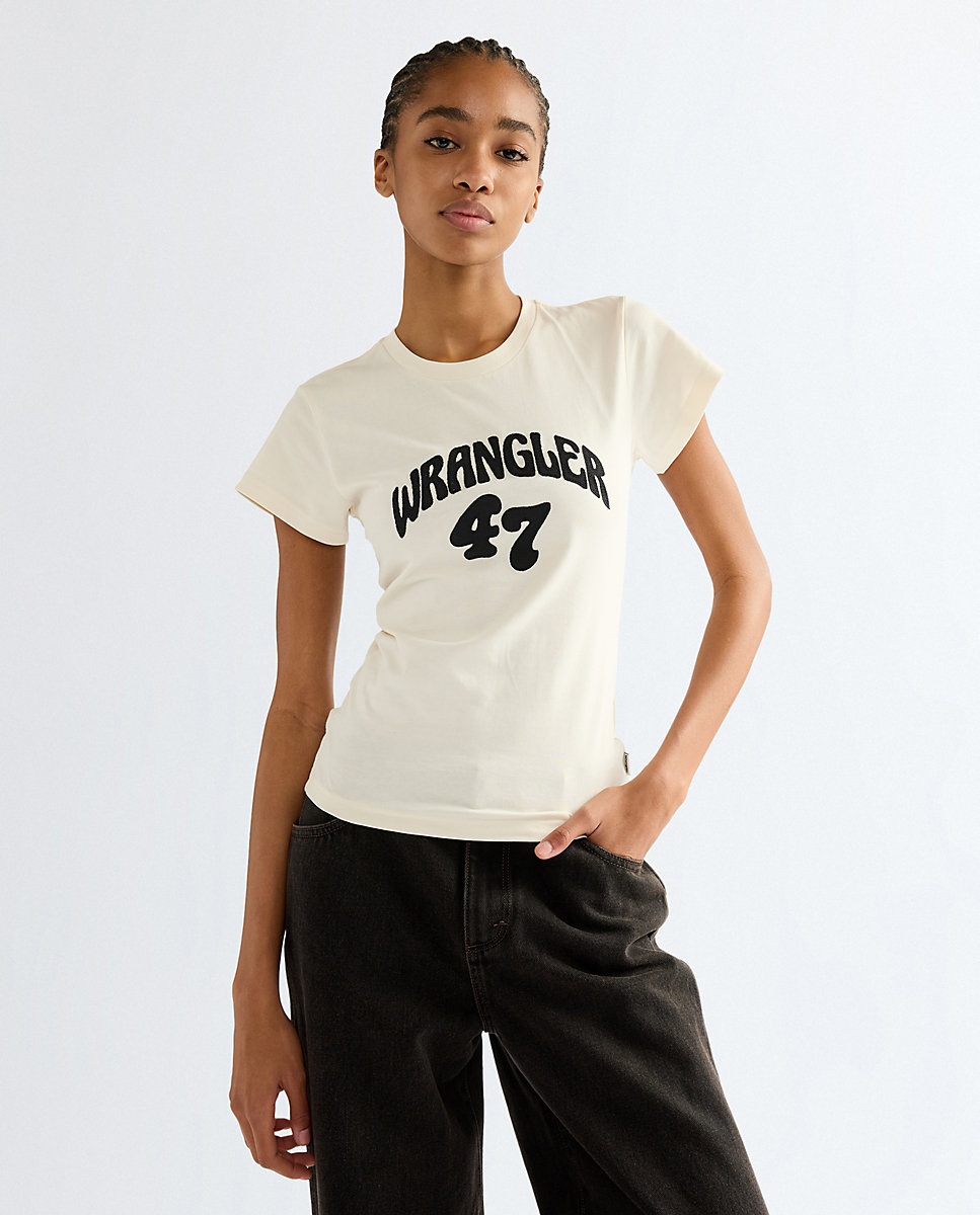 Camiseta de mujer con dibujo frontal de corte slim - Wrangler - Blanco Blanco-1
