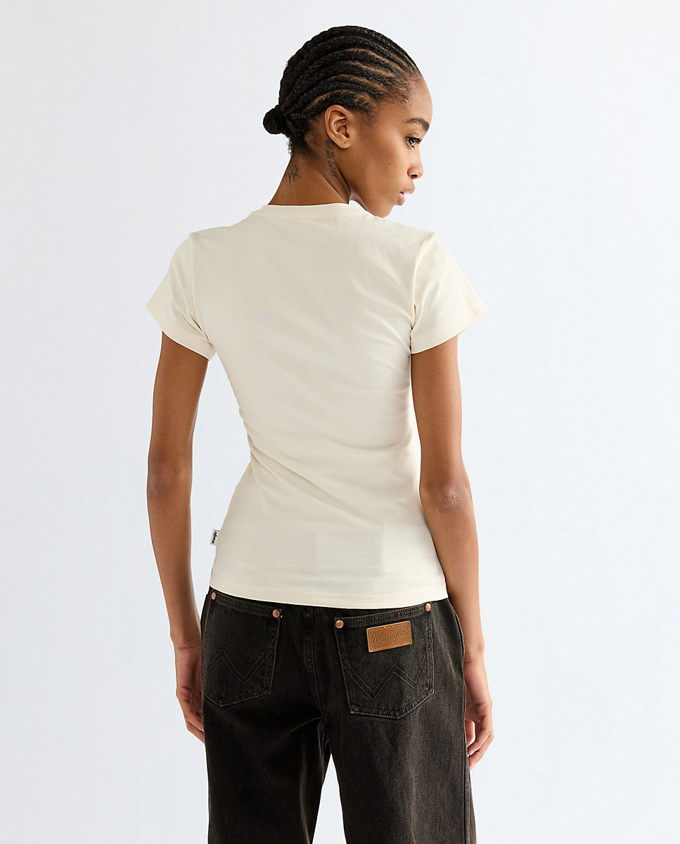 Camiseta de mujer con dibujo frontal de corte slim - Wrangler - Blanco Blanco-3