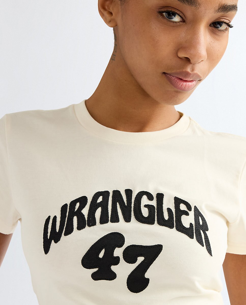 Camiseta de mujer con dibujo frontal de corte slim - Wrangler - Blanco Blanco-4