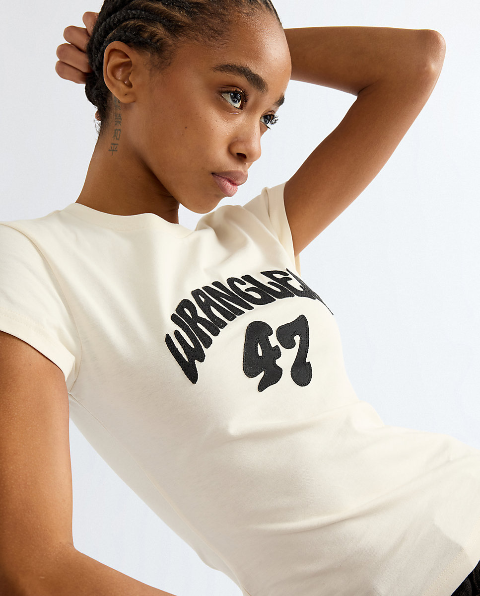 Camiseta de mujer con dibujo frontal de corte slim - Wrangler - Blanco Blanco-5